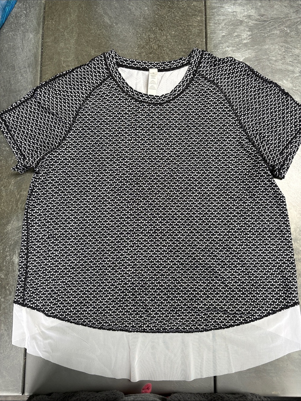 lululemon athletica Black & White Textured Short-Sleeve Top with White Hem